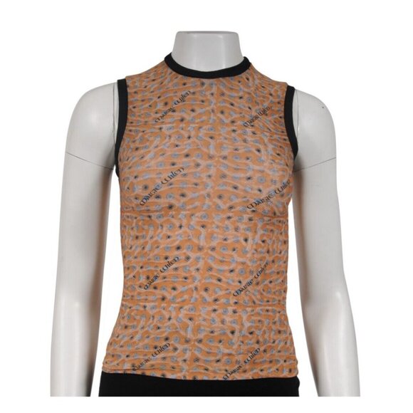 Maisie Wilen Womens Muscle Beach Logo Tank Top Size Small Orange Blue Spotted - Picture 1 of 9